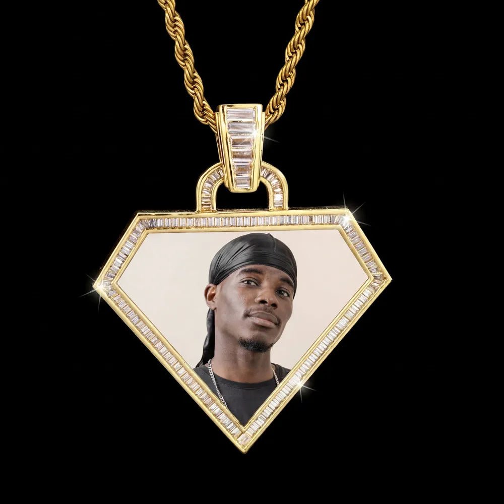 3D Diamond - Shaped Photo Pendant - 50mm - TONGSHOP / Length:16 / Length:18