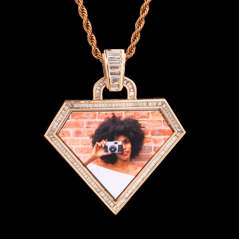 3D Diamond - Shaped Photo Pendant - 50mm - TONGSHOP / Length:16 / Length:18