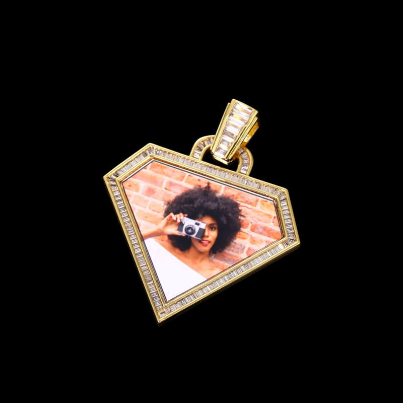 3D Diamond - Shaped Photo Pendant - 50mm - TONGSHOP / Length:16 / Length:18
