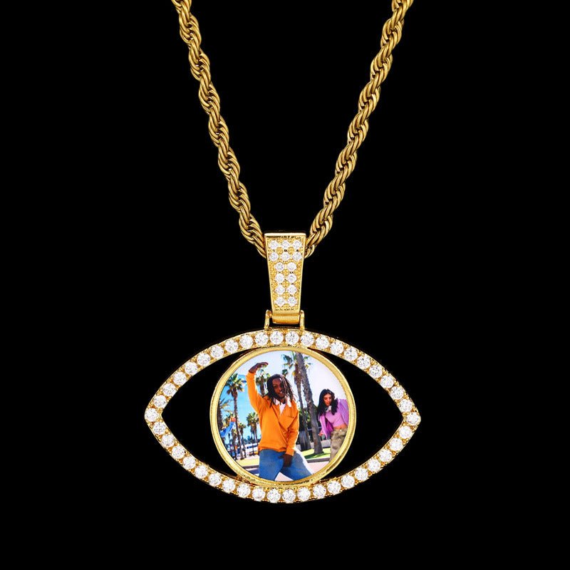 3D Evil Eye Photo Custom Commemorative Pendant - 40mm - TONGSHOP / Length:16 / Length:18