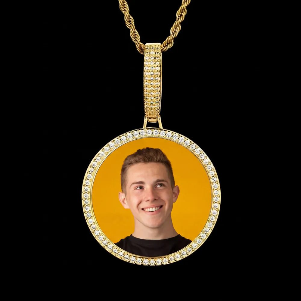 3D Large Buckle Solid Round Custom Photo Pendant - 45mm - TONGSHOP / Length:16 / Length:18