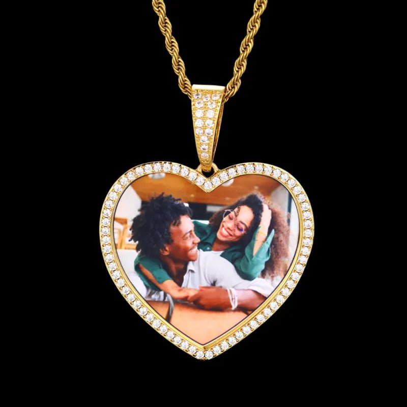 3D Large Solid Heart Custom Photo Pendant - 50mm - TONGSHOP / Length:16 / Length:18