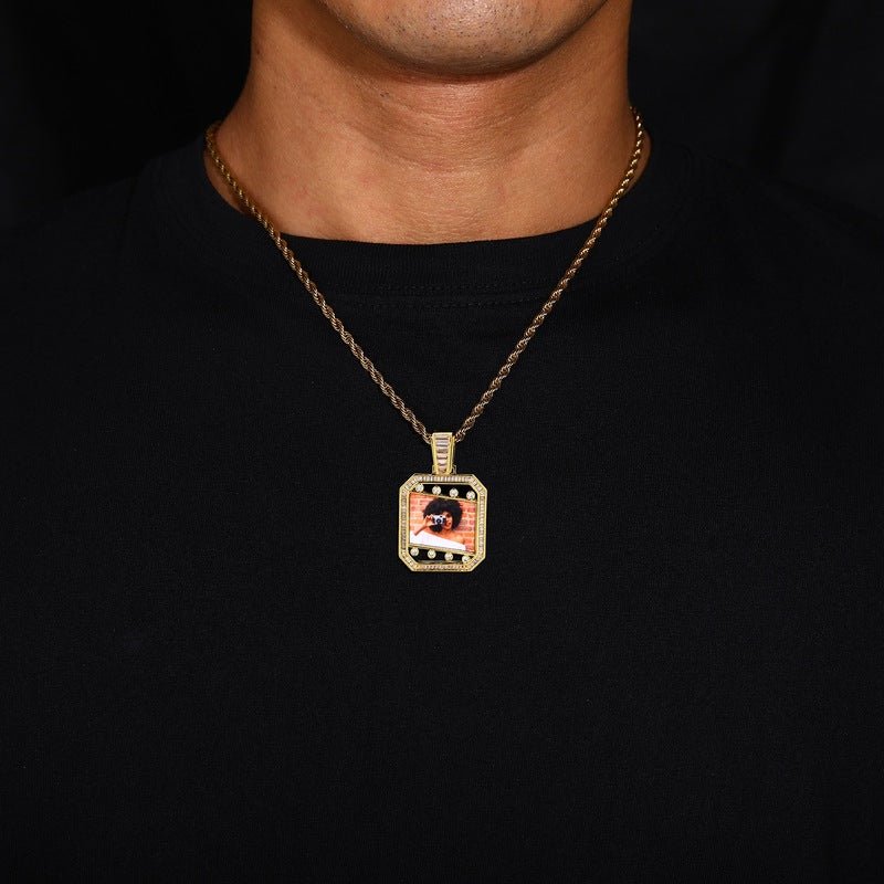 3D Quadrilateral Solid Photo Custom Commemorative Pendant - 30mm - TONGSHOP / Length:16 / Length:18