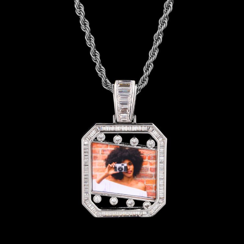 3D Quadrilateral Solid Photo Custom Commemorative Pendant - 30mm - TONGSHOP / Length:16 / Length:18
