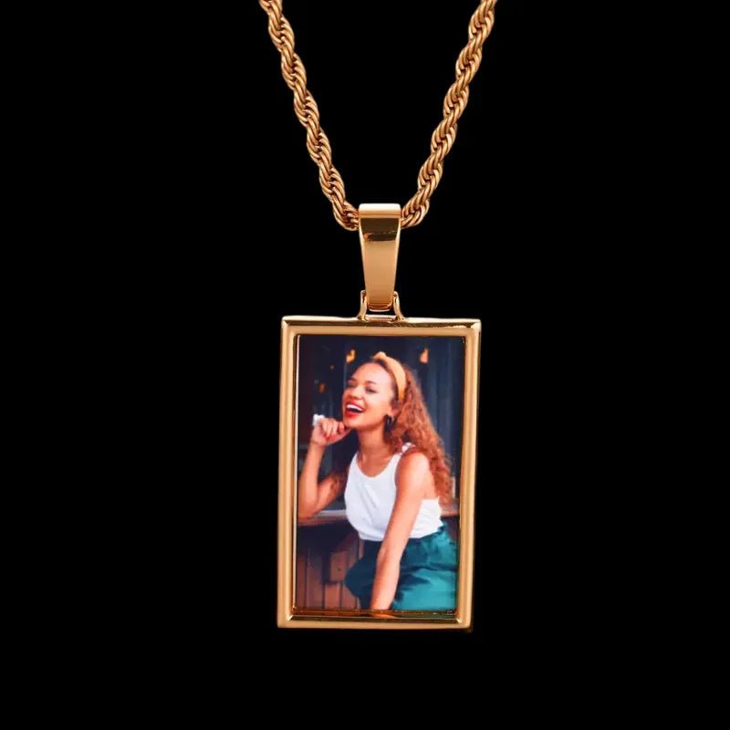 3D Rectangular Solid Custom Photo Pendant - 25mm - TONGSHOP / Length:16 / Length:18