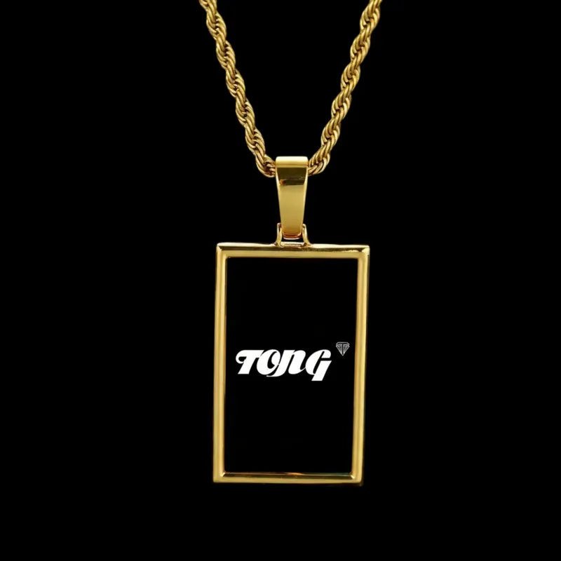 3D Rectangular Solid Custom Photo Pendant - 25mm - TONGSHOP / Length:16 / Length:18