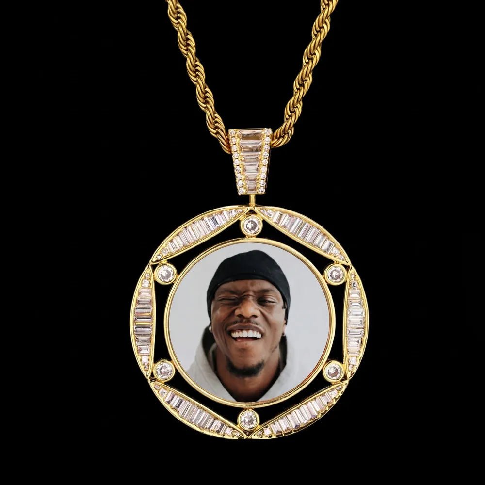 3D Round Hexagonal Solid Photo Custom Commemorative Pendant - 42mm - TONGSHOP / Length:16 / Length:18