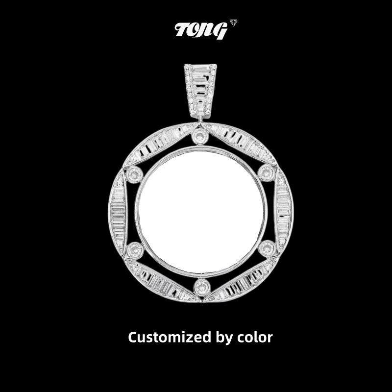 3D Round Hexagonal Solid Photo Custom Commemorative Pendant - 42mm - TONGSHOP / Length:16 / Length:18