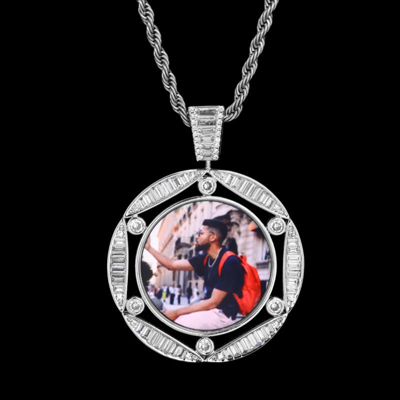 3D Round Hexagonal Solid Photo Custom Commemorative Pendant - 42mm - TONGSHOP / Length:16 / Length:18