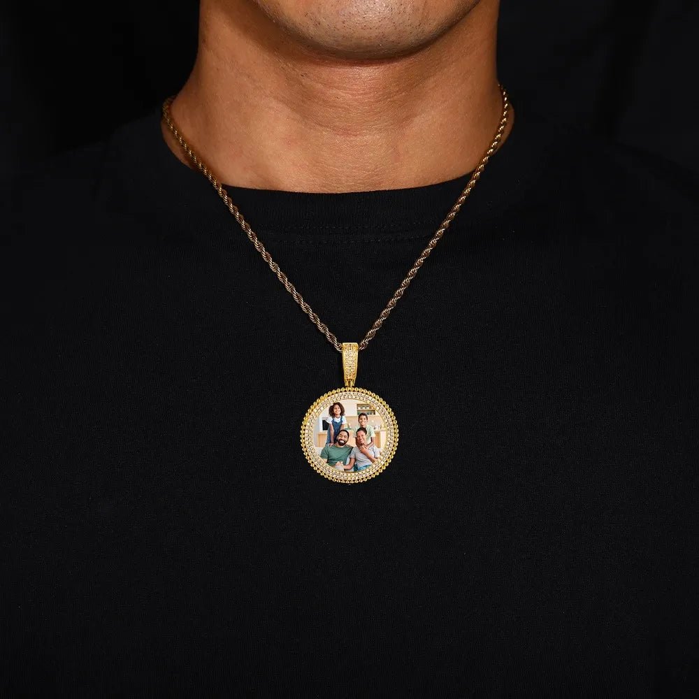 3D Round Solid Custom Photo Pendant - 37mm - TONGSHOP / Length:16 / Length:18