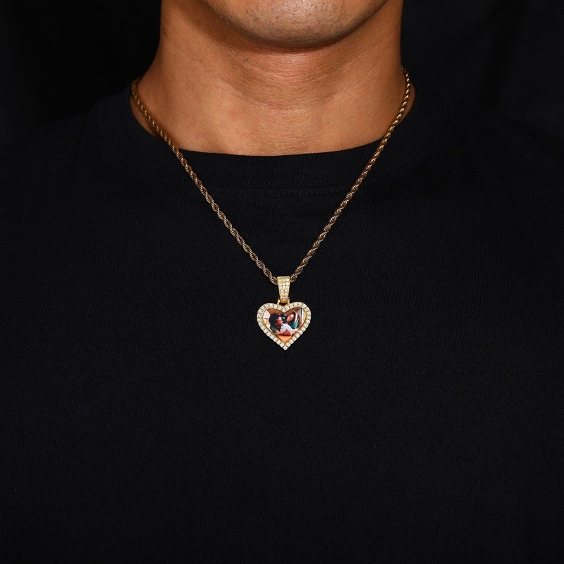 3D Small Solid Heart Photo Custom Commemorative Pendant - 25mm - TONGSHOP / Length:16 / Length:18