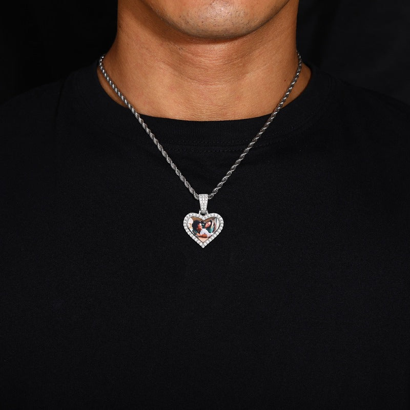 3D Small Solid Heart Photo Custom Commemorative Pendant - 25mm - TONGSHOP / Length:16 / Length:18