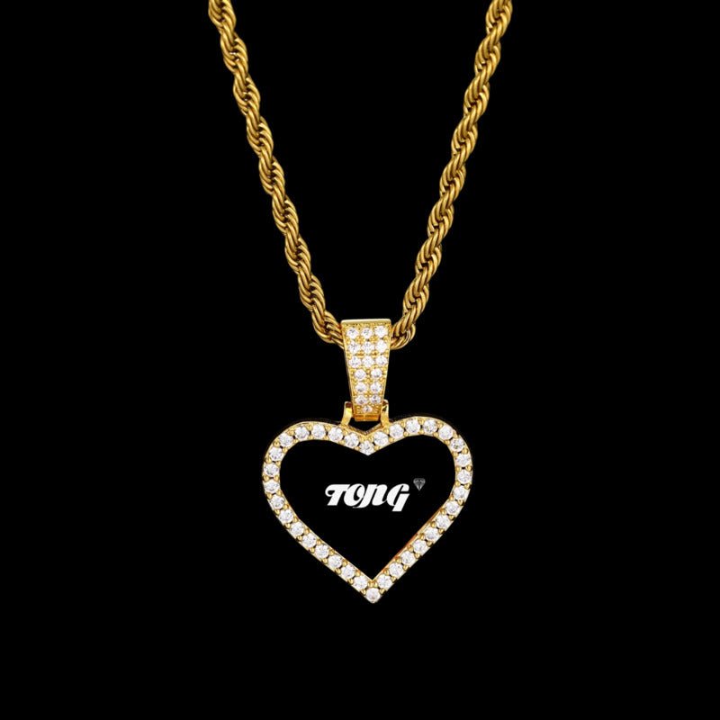 3D Small Solid Heart Photo Custom Commemorative Pendant - 25mm - TONGSHOP / Length:16 / Length:18