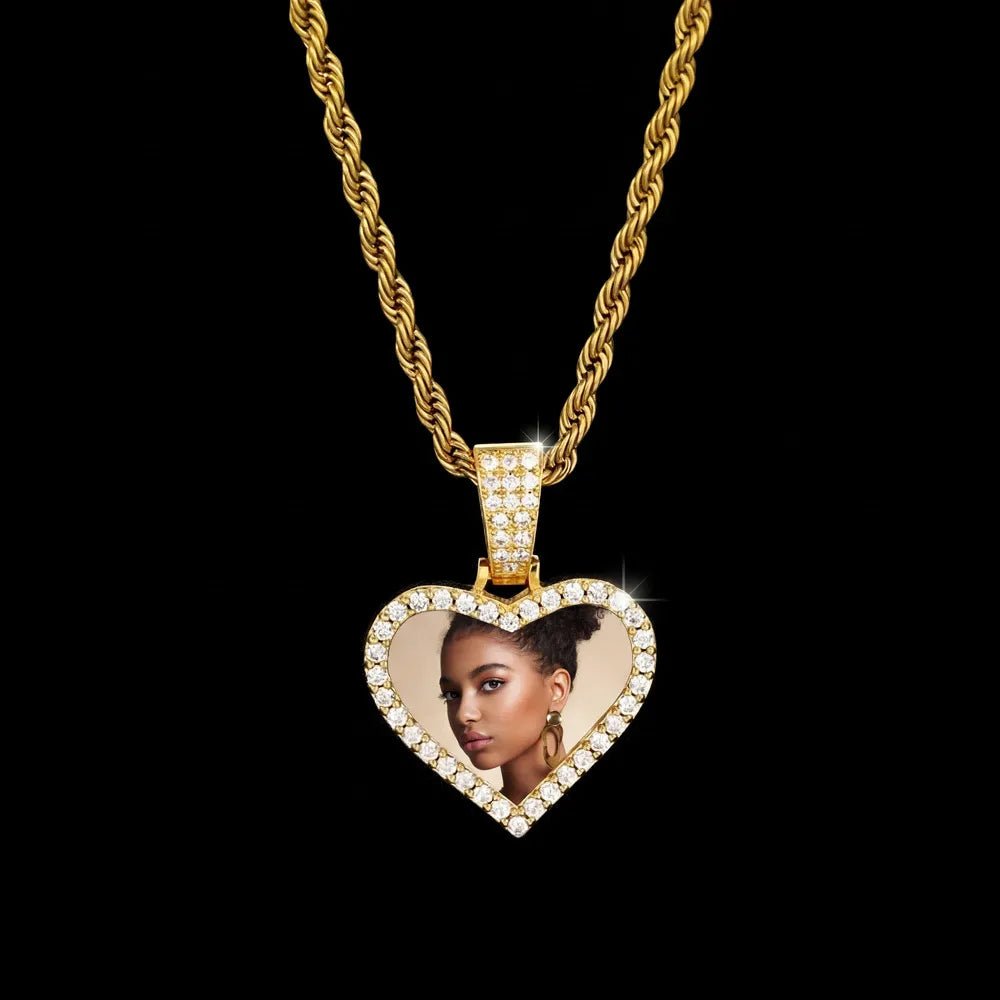 3D Small Solid Heart Photo Custom Commemorative Pendant - 25mm - TONGSHOP / Length:16 / Length:18