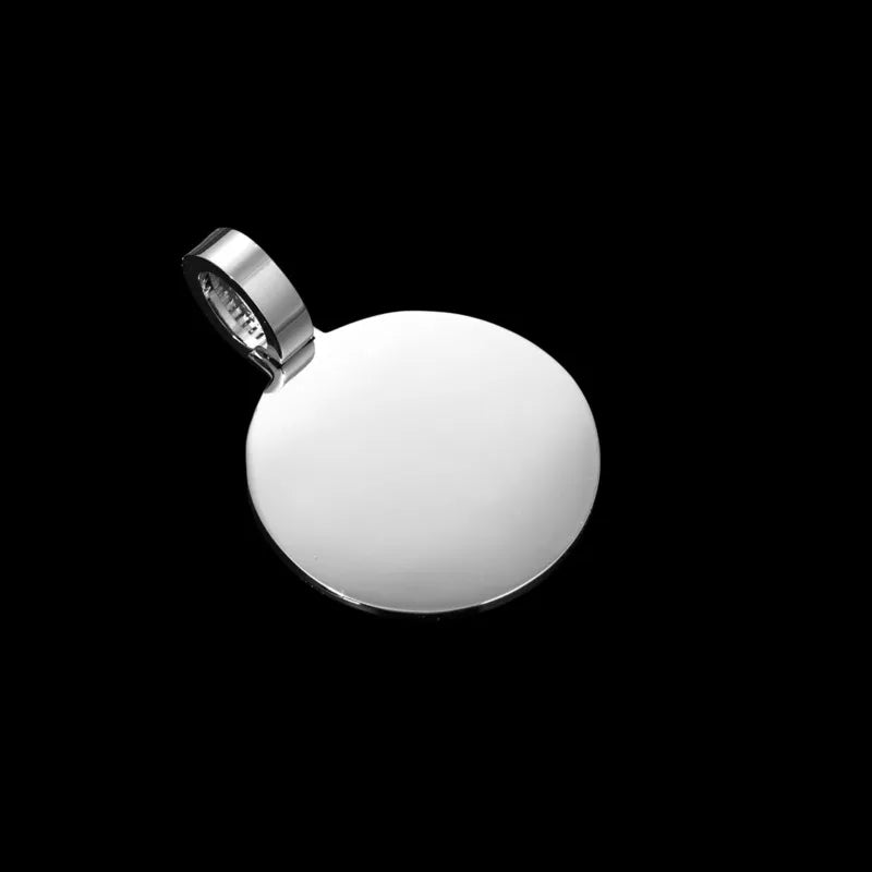 3D Solid Double - Row Micro - Inlaid Custom Photo Round Pendant - 35mm - TONGSHOP / Length:16 / Length:18