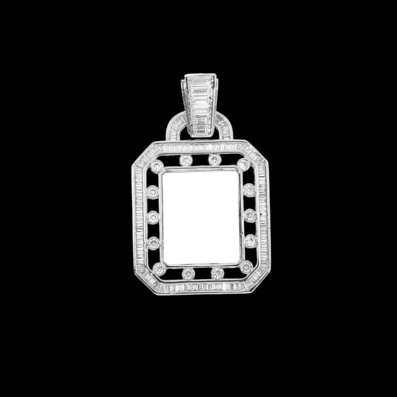 3D Solid Hollow Square Custom Photo Pendant - 30mm - TONGSHOP / Length:16 / Length:18