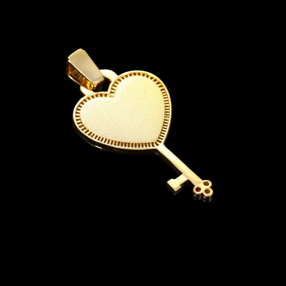 3D Solid Key Heart Custom Photo Pendant - 37mm - TONGSHOP / Length:16 / Length:18