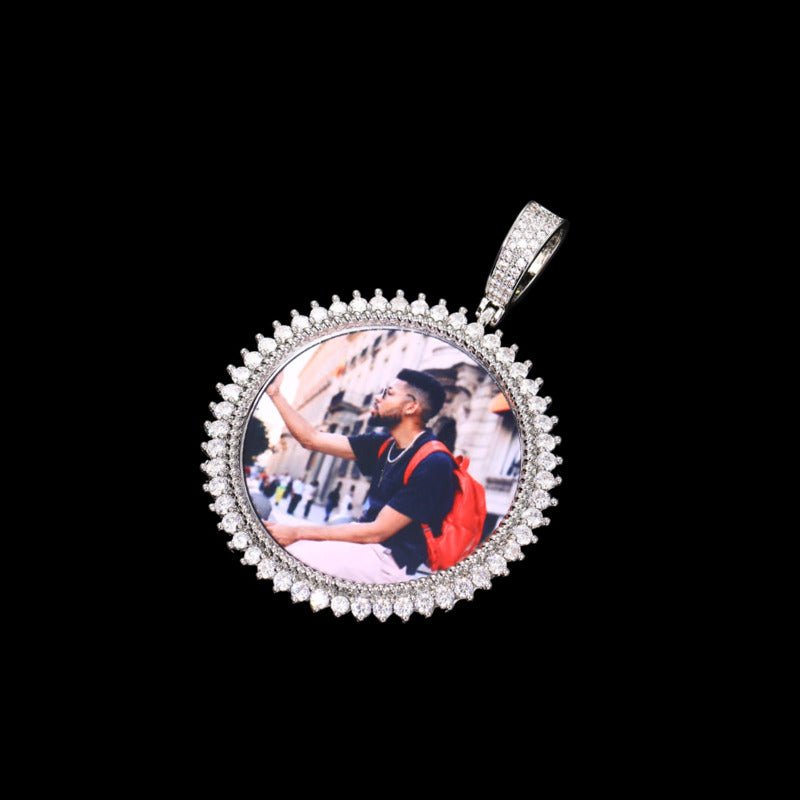 3D Solid Spiked Round Custom Photo Pendant - 48mm - TONGSHOP / Length:16 / Length:18