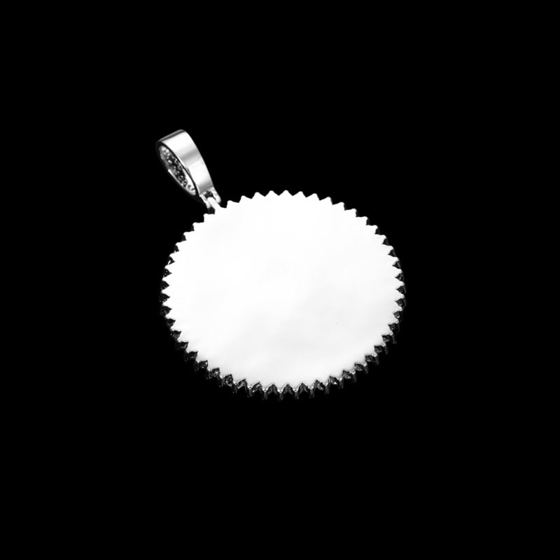 3D Solid Spiked Round Custom Photo Pendant - 48mm - TONGSHOP / Length:16 / Length:18