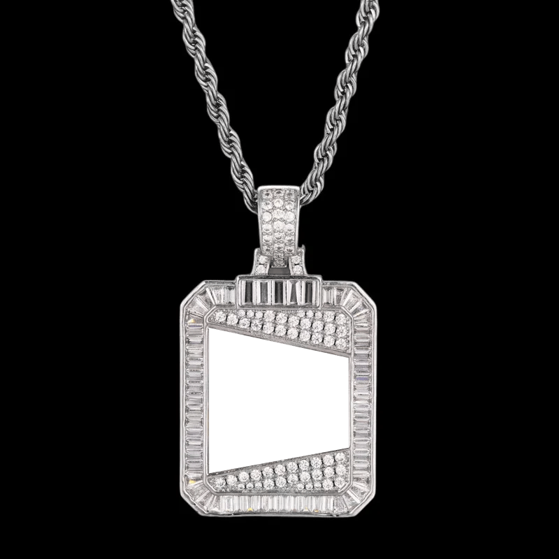 3D Solid Square Custom Photo Pendant - 28mm - TONGSHOP / Length:16 / Length:18
