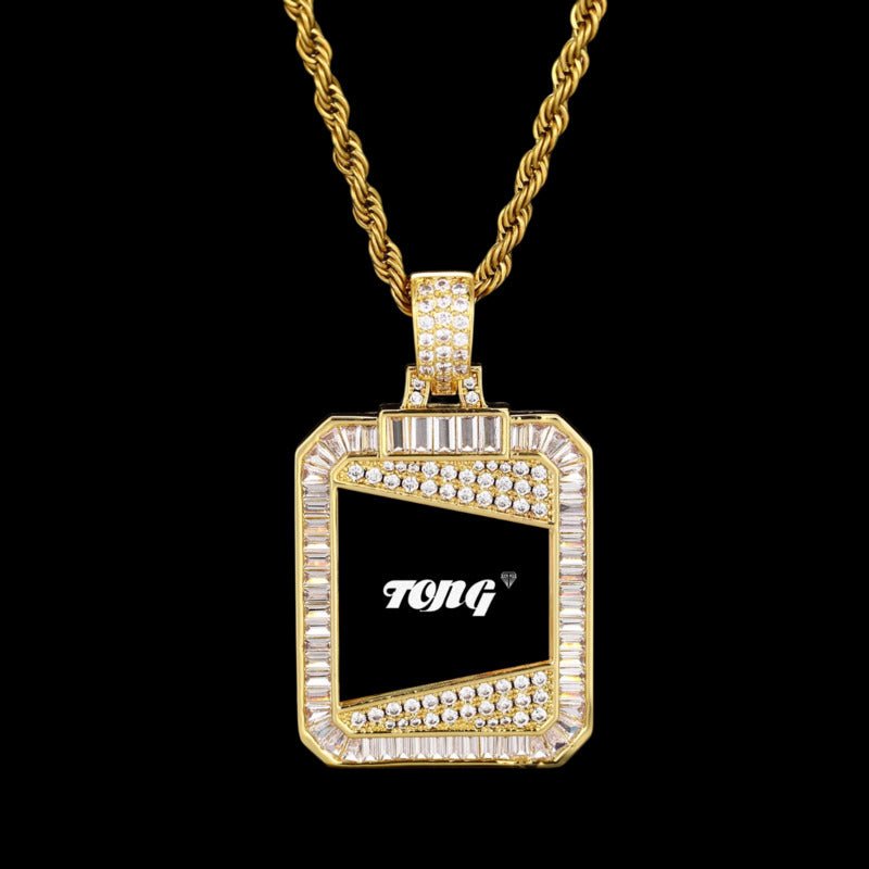 3D Solid Square Custom Photo Pendant - 28mm - TONGSHOP / Length:16 / Length:18