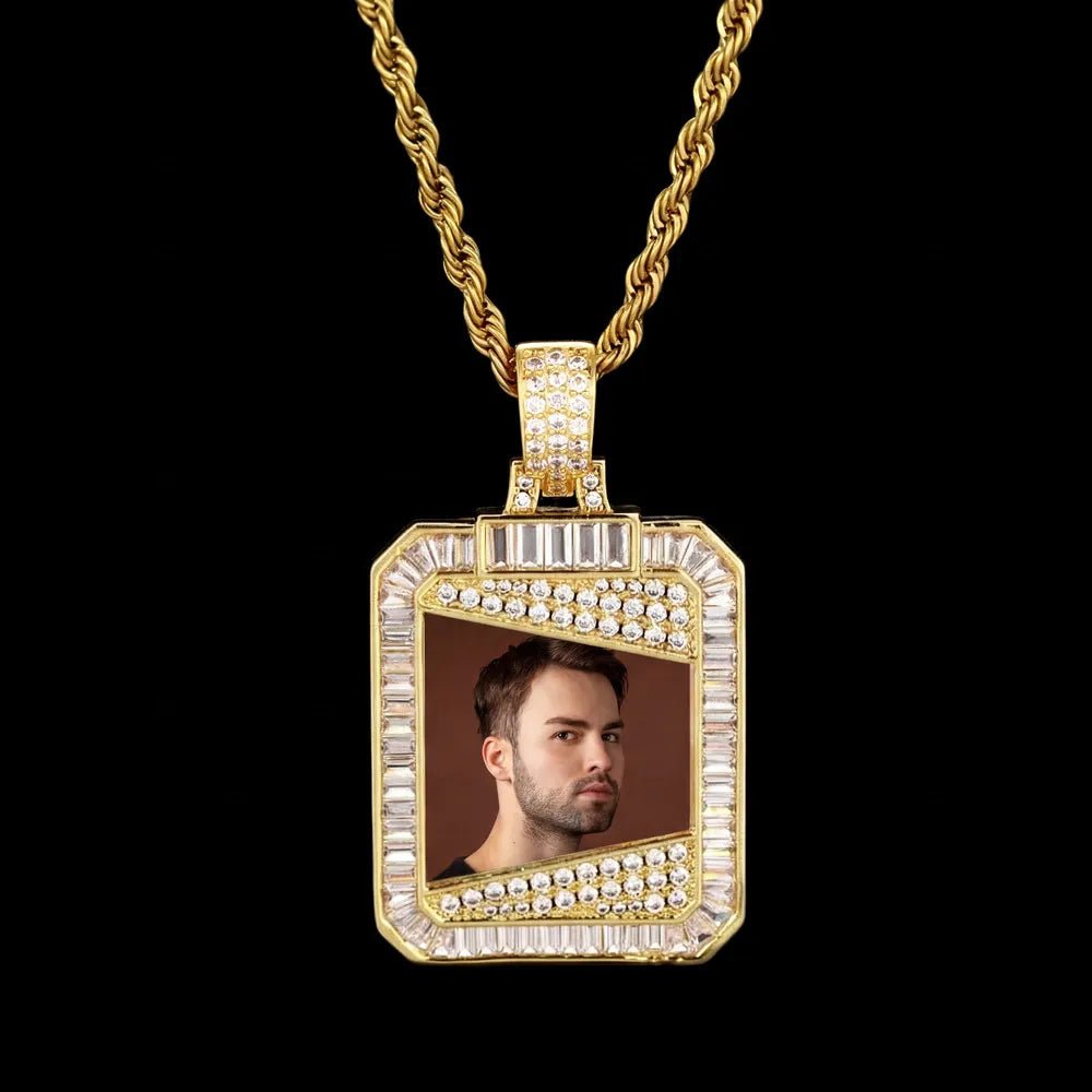 3D Solid Square Custom Photo Pendant - 28mm - TONGSHOP / Length:16 / Length:18