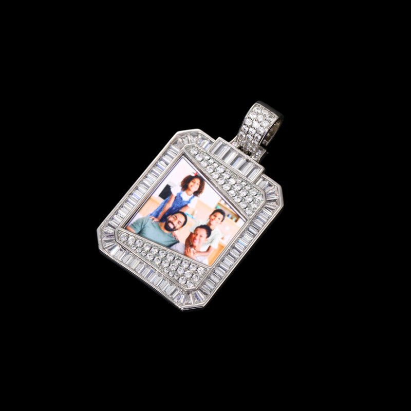 3D Solid Square Custom Photo Pendant - 28mm - TONGSHOP / Length:16 / Length:18