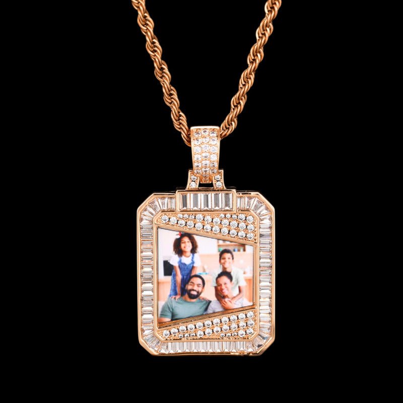 3D Solid Square Custom Photo Pendant - 28mm - TONGSHOP / Length:16 / Length:18