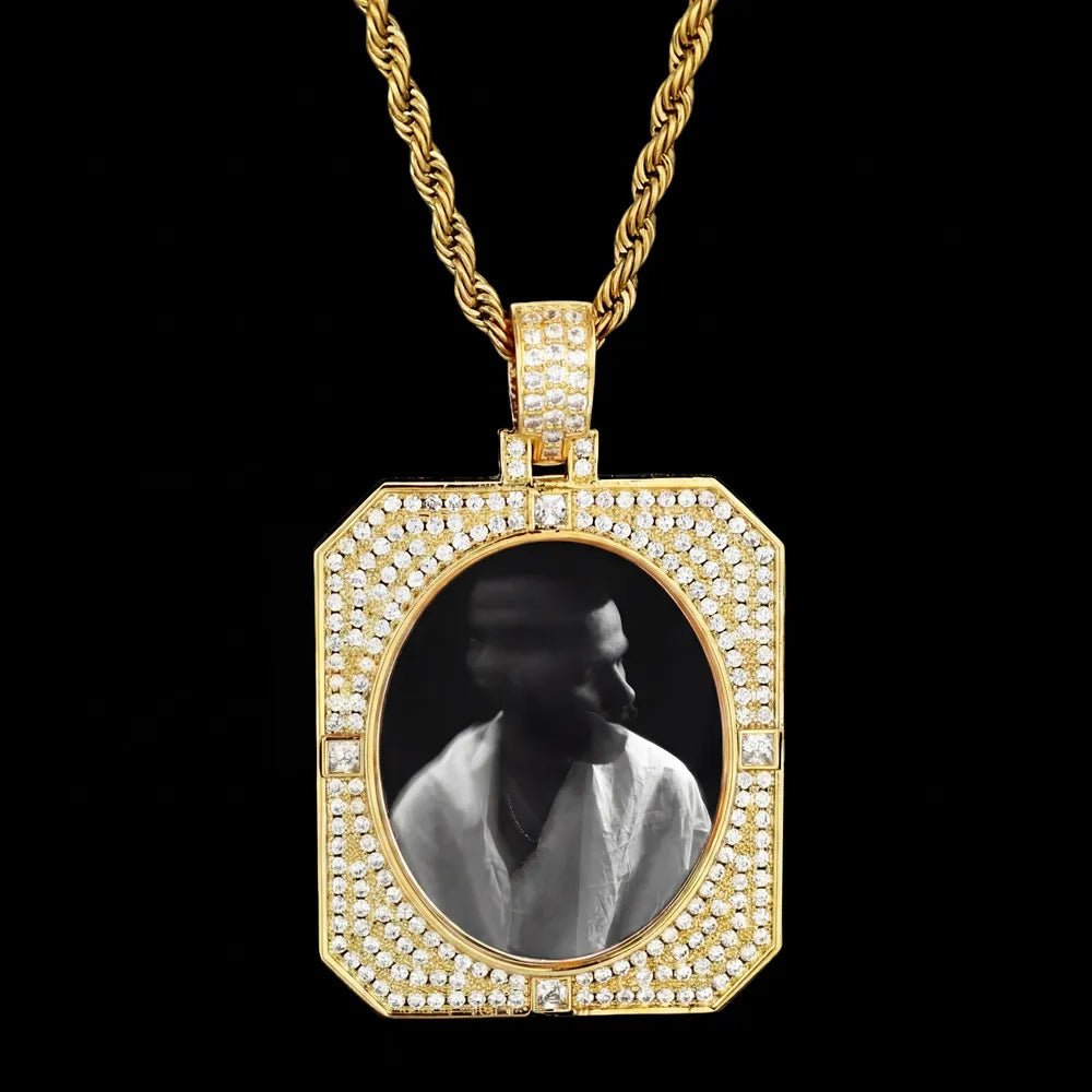 3D Solid Square Oval Custom Photo Pendant - 35mm - TONGSHOP / Length:16 / Length:18