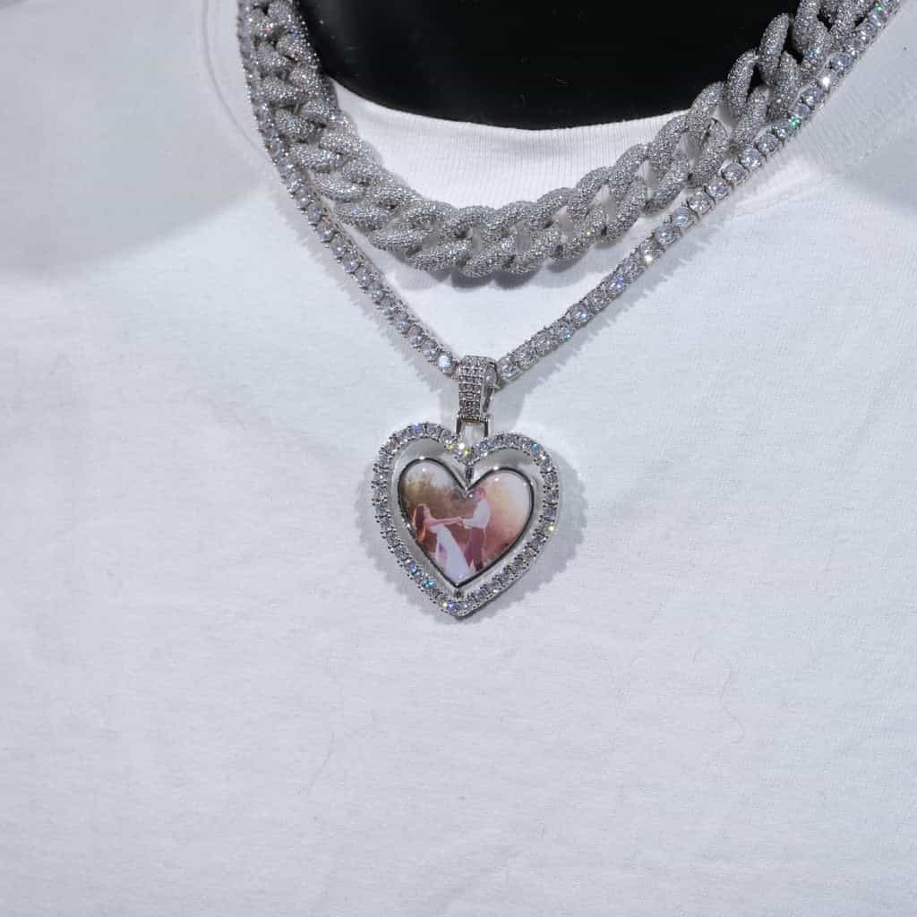 3D SPINNING 2 - FACED HEART CUSTOM PICTURE PENDANT - TONGSHOP