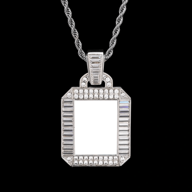 3D Square Solid Photo Custom Pendant - 30mm - TONGSHOP / Length:16 / Length:18