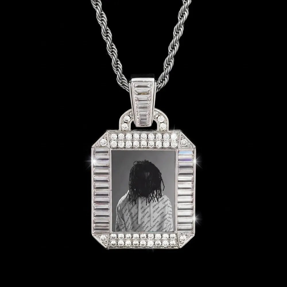 3D Square Solid Photo Custom Pendant - 30mm - TONGSHOP / Length:16 / Length:18