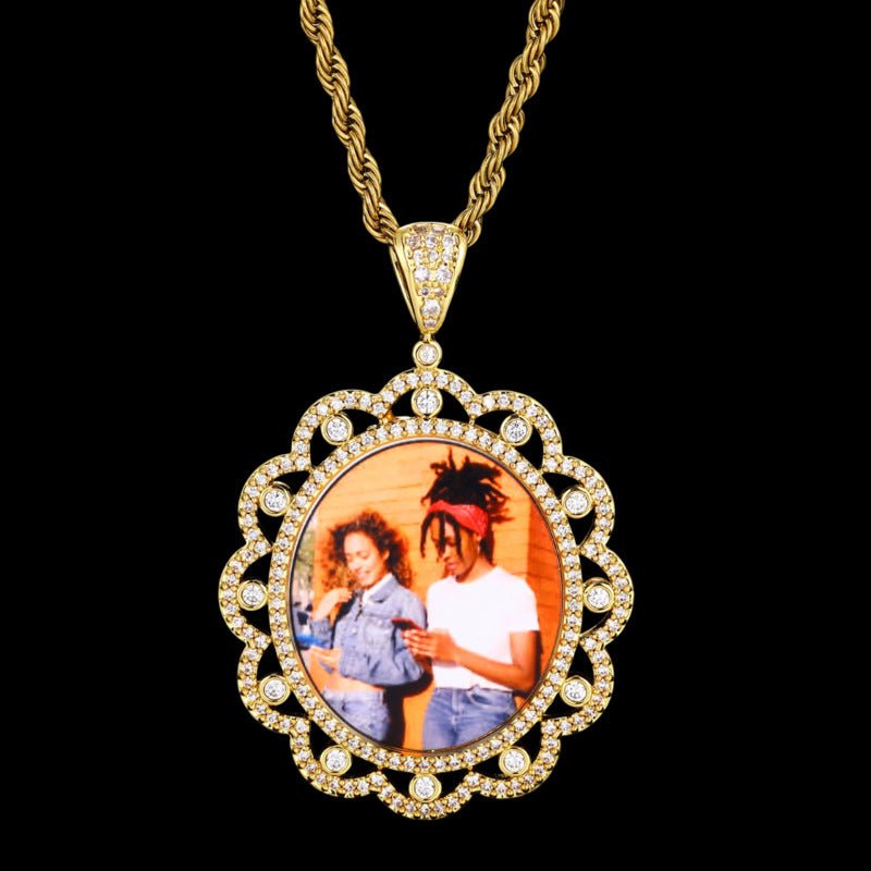 3D Sunflower Solid Photo Custom Commemorative Pendant - 40mm - TONGSHOP / Length:16 / Length:18