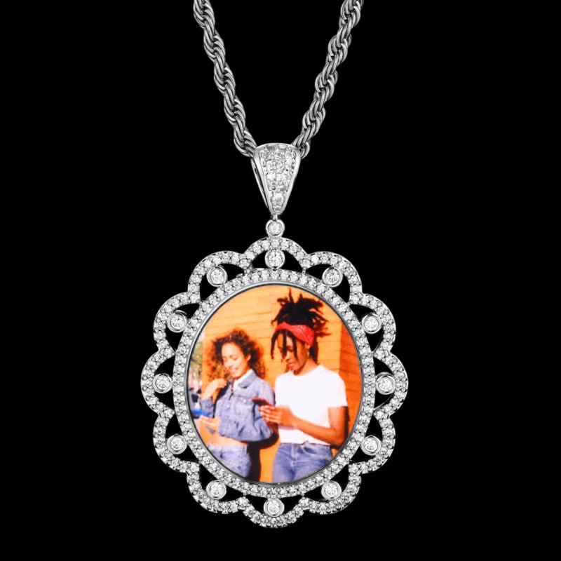 3D Sunflower Solid Photo Custom Commemorative Pendant - 40mm - TONGSHOP / Length:16 / Length:18