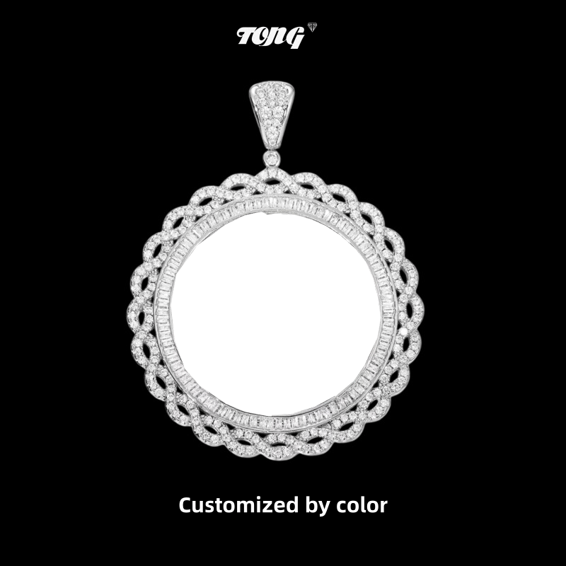 3D Vine Round Solid Photo Custom Commemorative Pendant - 45mm - TONGSHOP / Length:16 / Length:18