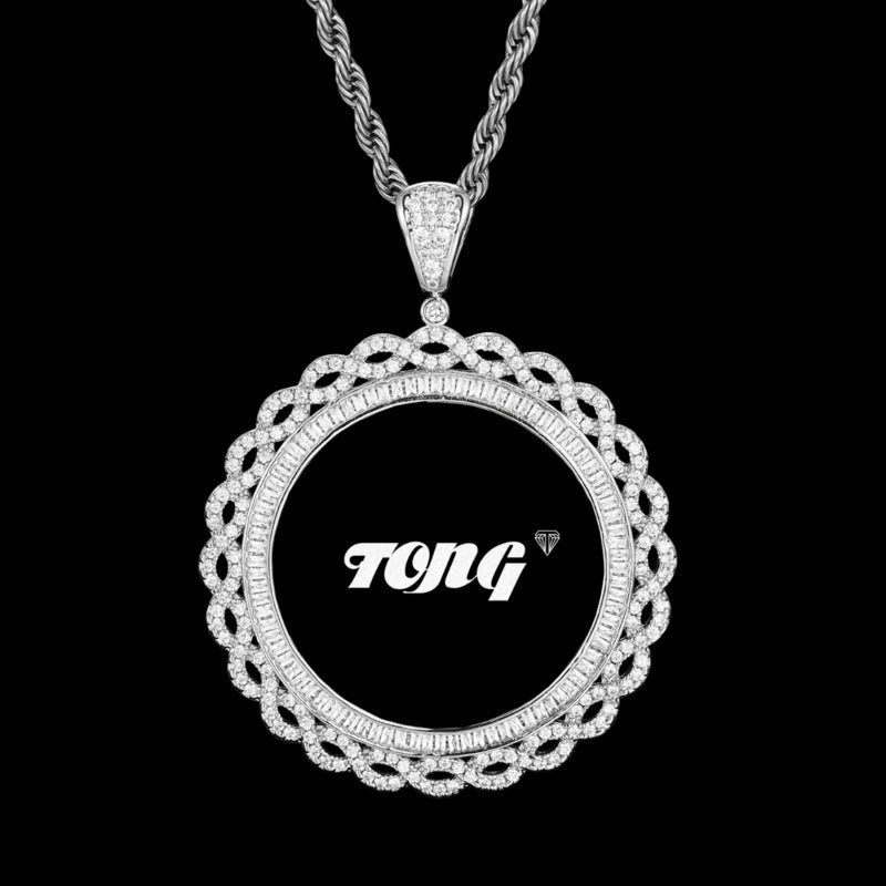 3D Vine Round Solid Photo Custom Commemorative Pendant - 45mm - TONGSHOP / Length:16 / Length:18