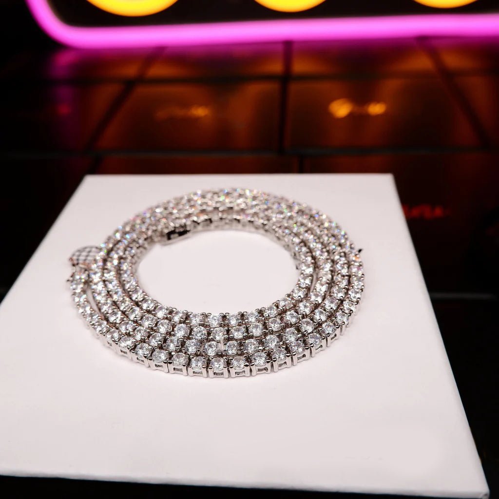 3mm 18K Gold - Plated Iced BlingBling Tennis Chain - TONGSHOP