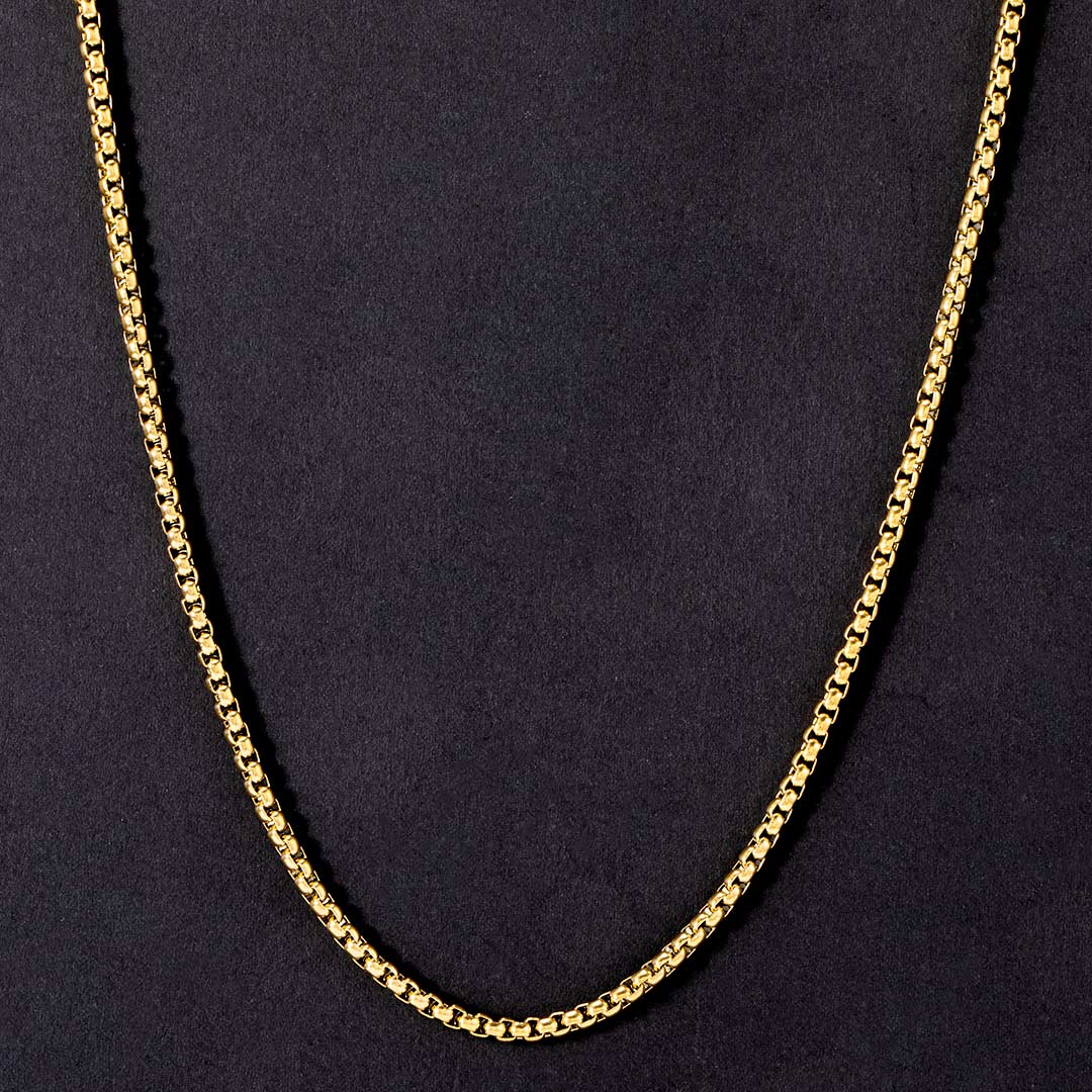 3mm Round Box Chain in Gold - TONGSHOP