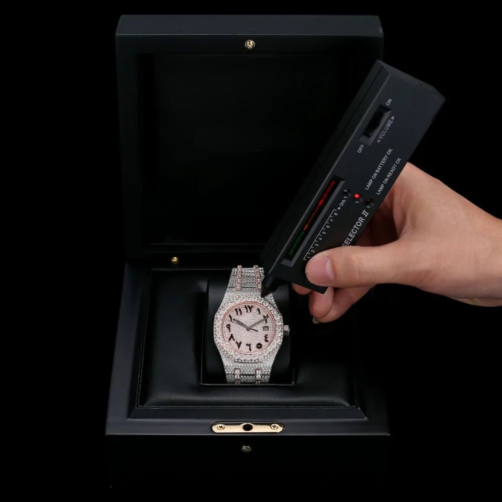 40mm APS VVS Moissanite Diamond - set White Gold Two - Tone Watch - TONGSHOP / Color:White Gold / Style:White Gold