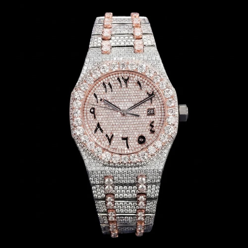 40mm APS VVS Moissanite Diamond - set White Gold Two - Tone Watch - TONGSHOP / Color:White Gold / Style:White Gold