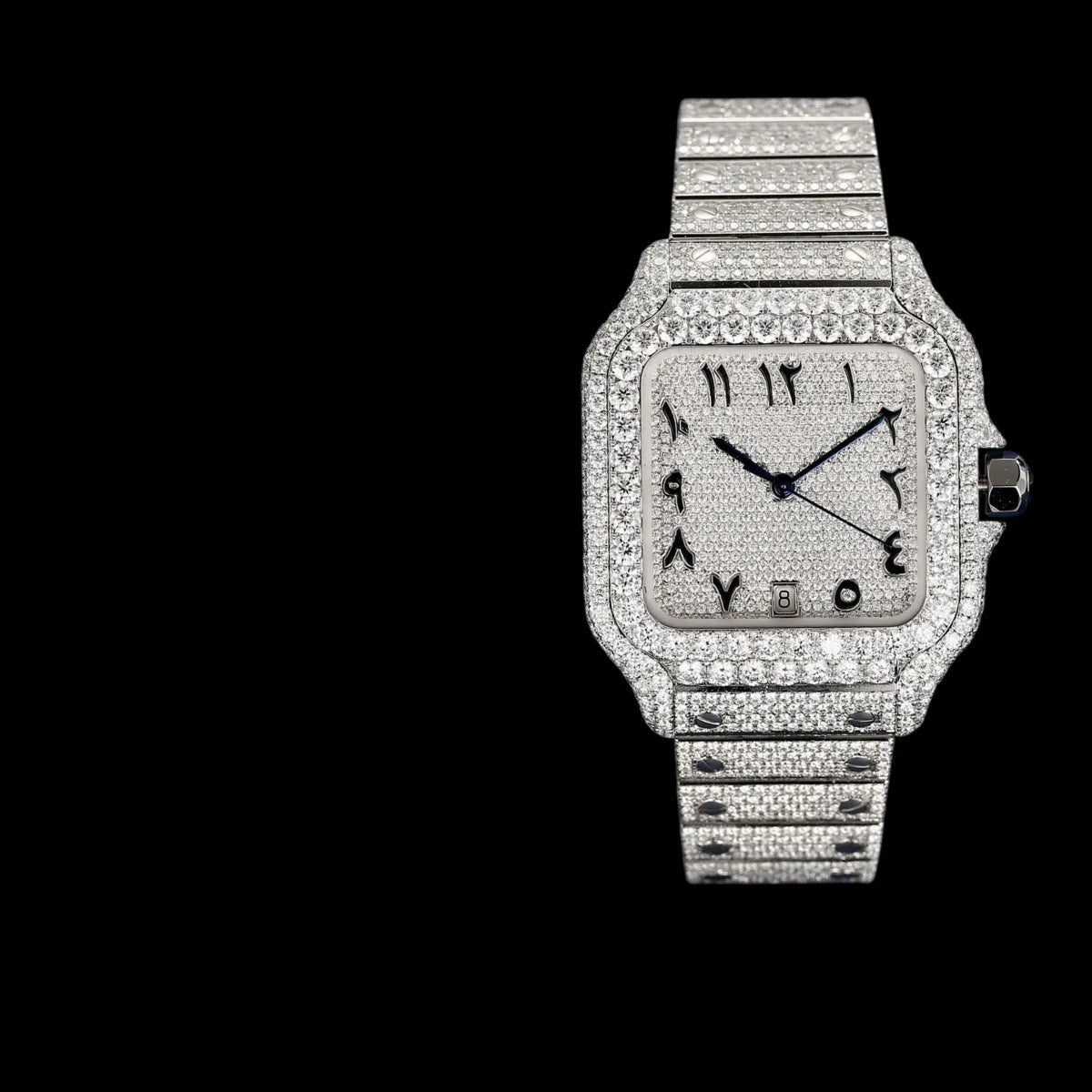 40mm Full - Pavé VVS Moissanite Square Watch in White Gold - TONGSHOP / Color:White Gold / Color:Yellow Gold
