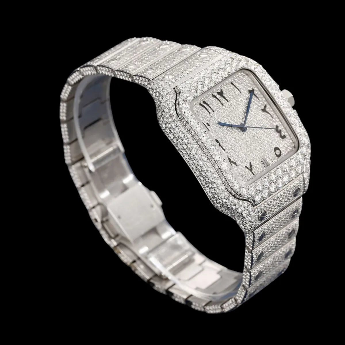 40mm Full - Pavé VVS Moissanite Square Watch in White Gold - TONGSHOP / Color:White Gold / Color:Yellow Gold