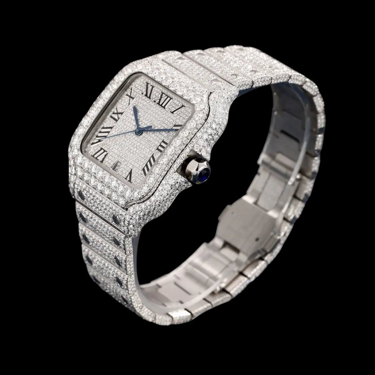 40mm Fully Iced - Out VVS Moissanite Square Watch - TONGSHOP / Style:White Gold / WATCH