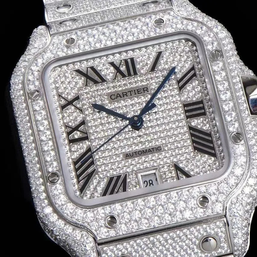 40mm Fully Iced - Out VVS Moissanite Square Watch - White Gold - TONGSHOP / Style:White Gold / WATCH