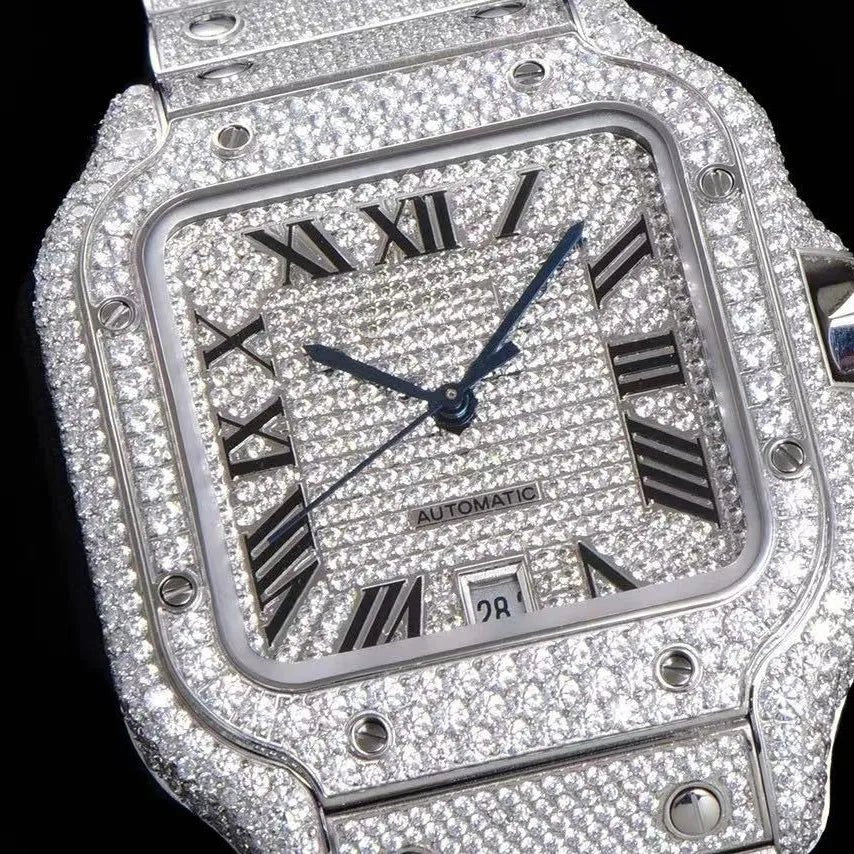 40mm Fully Iced - Out VVS Moissanite Square Watch - White Gold - TONGSHOP / Style:White Gold / WATCH