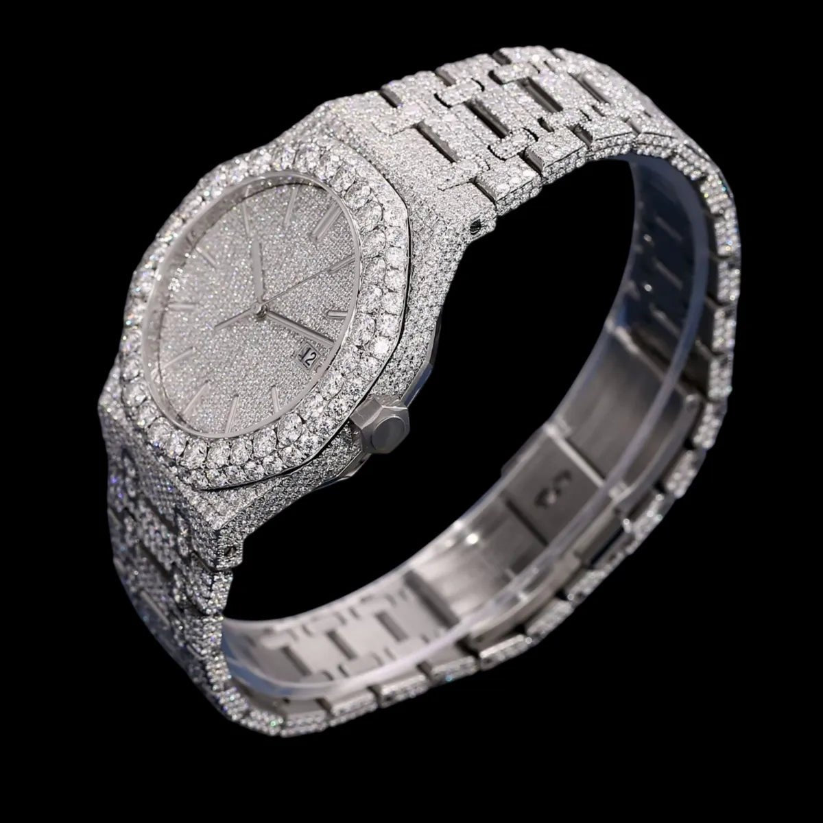 40mm Fully Iced - Out VVS Moissanite Watch - TONGSHOP / Style:White Gold / WATCH