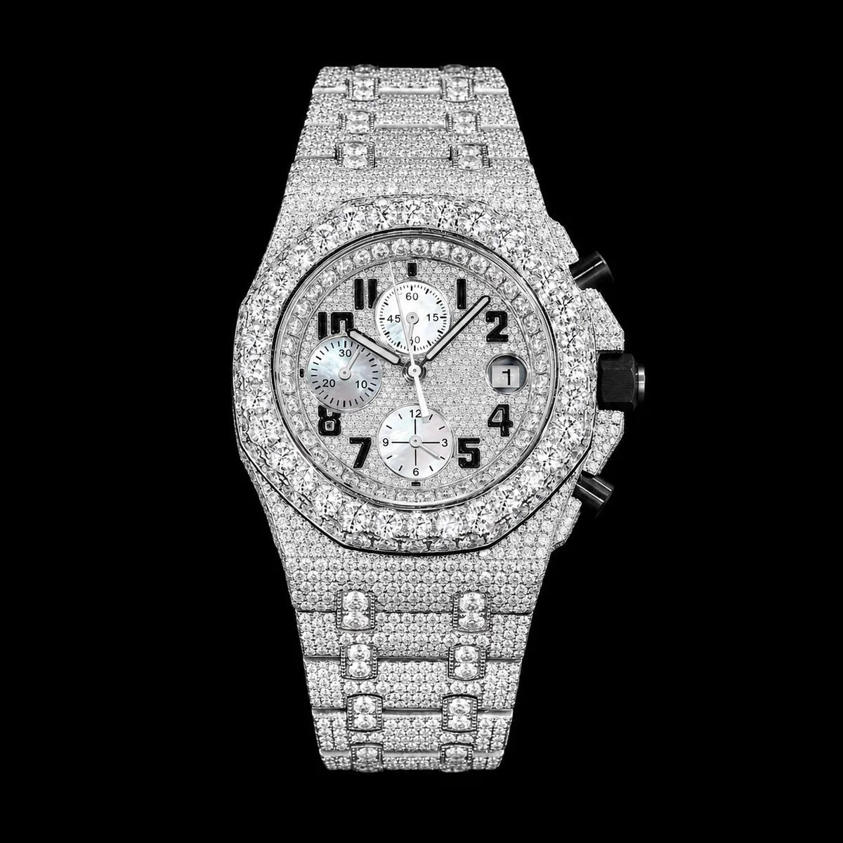 40mm Iced - Out VVS Moissanite APF Watch - TONGSHOP / Style:White Gold / WATCH