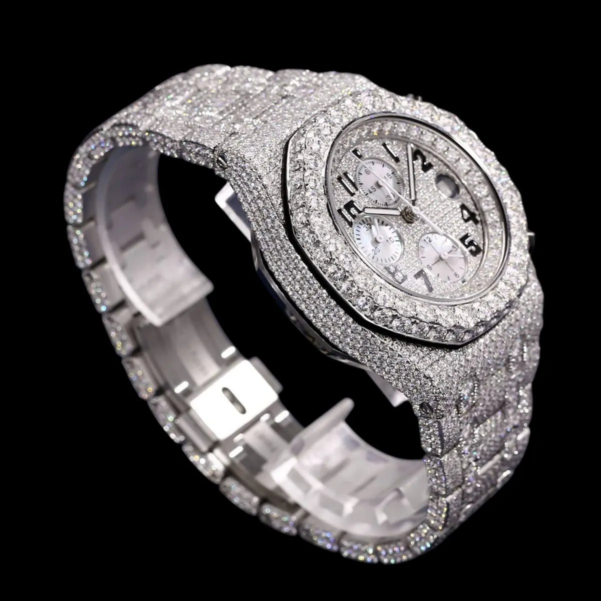 40mm Iced - Out VVS Moissanite APF Watch - TONGSHOP / Style:White Gold / WATCH