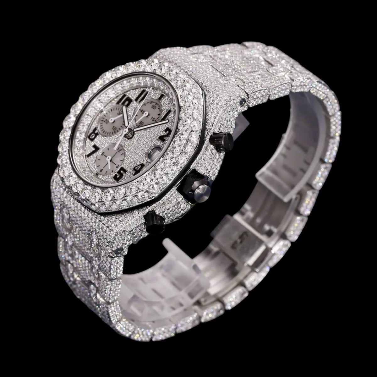 40mm Iced - Out VVS Moissanite APF Watch - TONGSHOP / Style:White Gold / WATCH