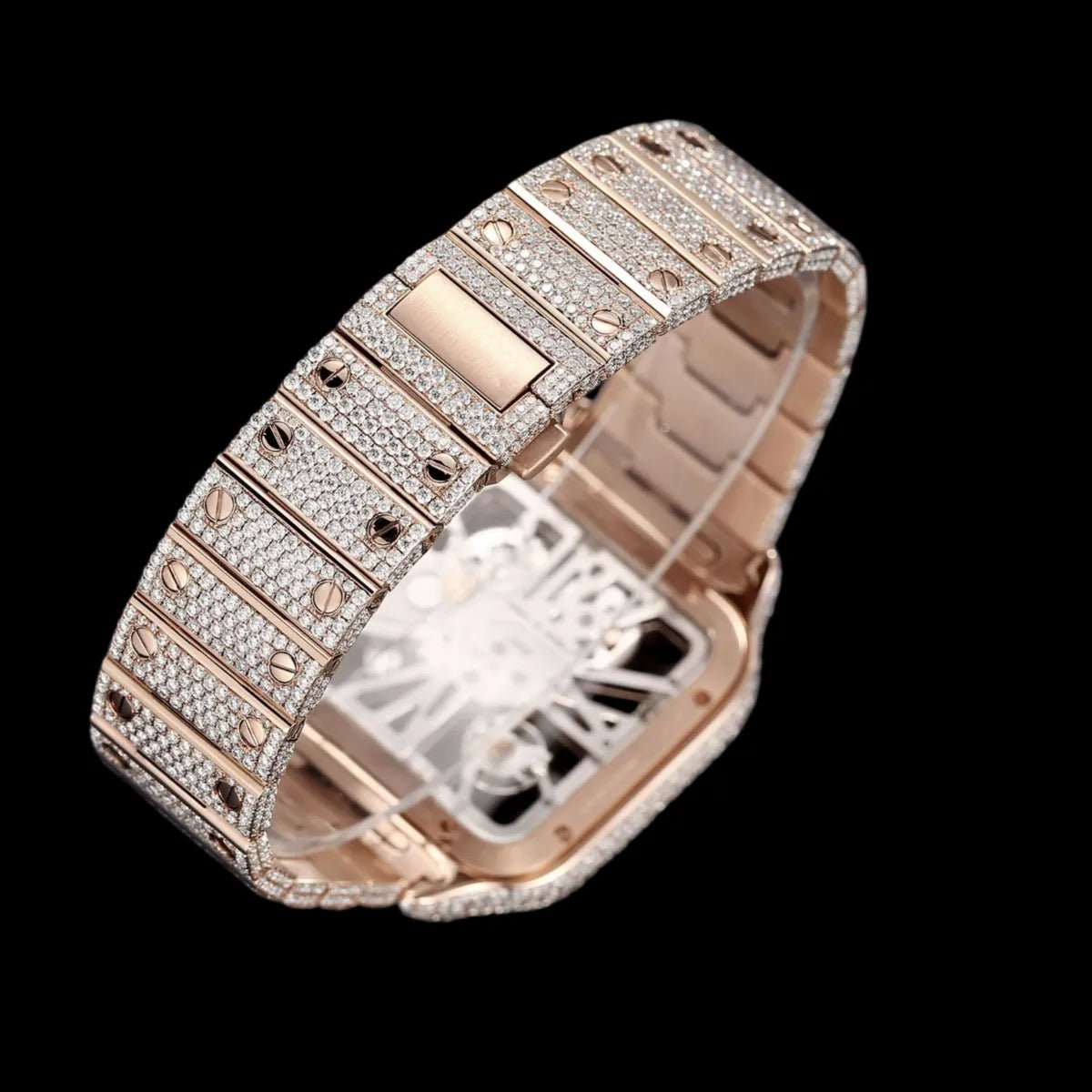 40mm Iced - Out VVS Moissanite Square Hollow - Out Watch - TONGSHOP / Color:White Gold / Color:Yellow Gold